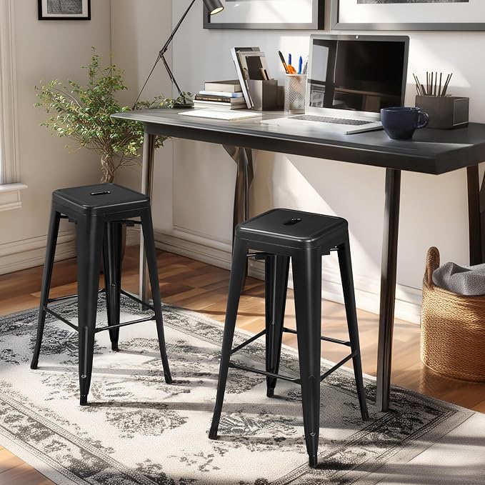 Yaheetech 30 Inch Metal Bar Stools Set of 4, Bar Height Backless Bartools - Image 7