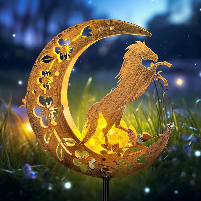 JOBOSI Solar Moon Horse Decorative Light Gift, Portable Decorative Ground Stake by JOBOSI