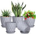 7 inch Plant Pots for Indoor Outdoor Plants, 5 Pack Thick Flower Pots by Meowell