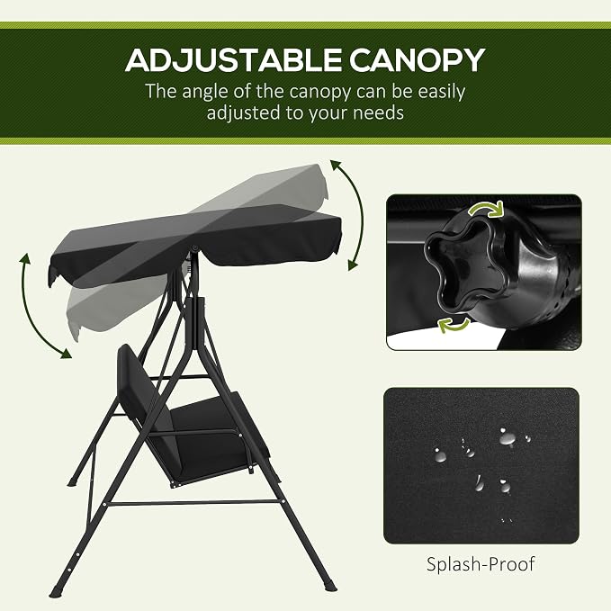 Outsunny 3-Seat Outdoor Patio Swing Chair - Image 3