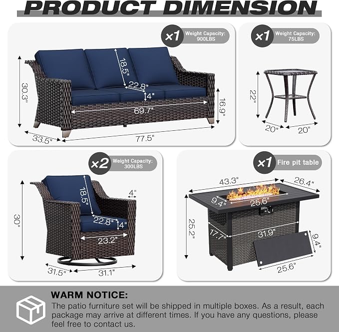 Joyside Wicker Patio Furniture Sets, 5 Pieces Upgraded Large Size Outdoor - Image 2