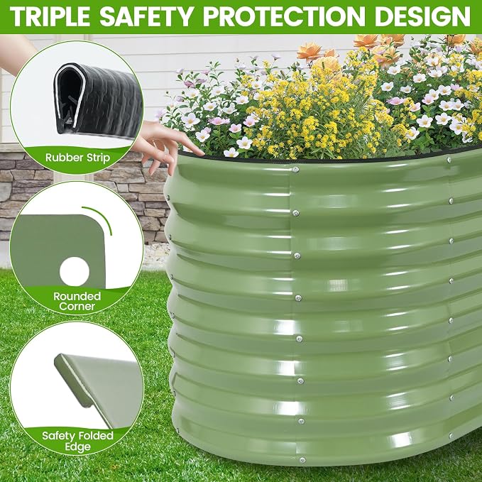 Galvanized Raised Garden Bed Outdoor 24'' Deep | Oval Metal Garden Beds - Image 5