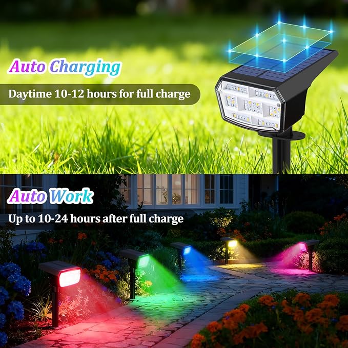 Sucolite 6-Pack Solar Spot Lights Outdoor Waterproof IP65, 3 Lighting Modes - Image 5