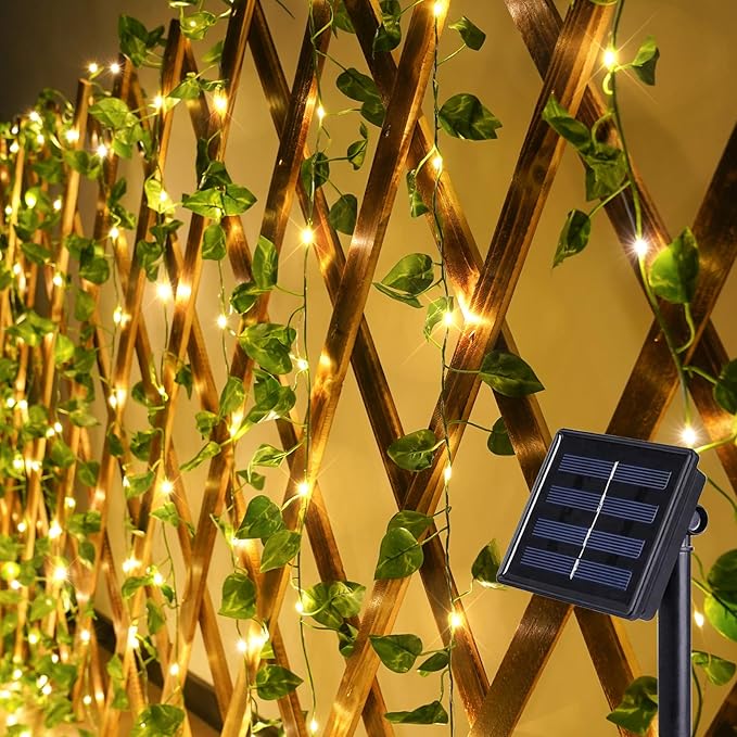 suddus Solar Fairy Lights, 33ft 100 Led Pothos Leaf Solar String Lights Outdoor by SUDDUS
