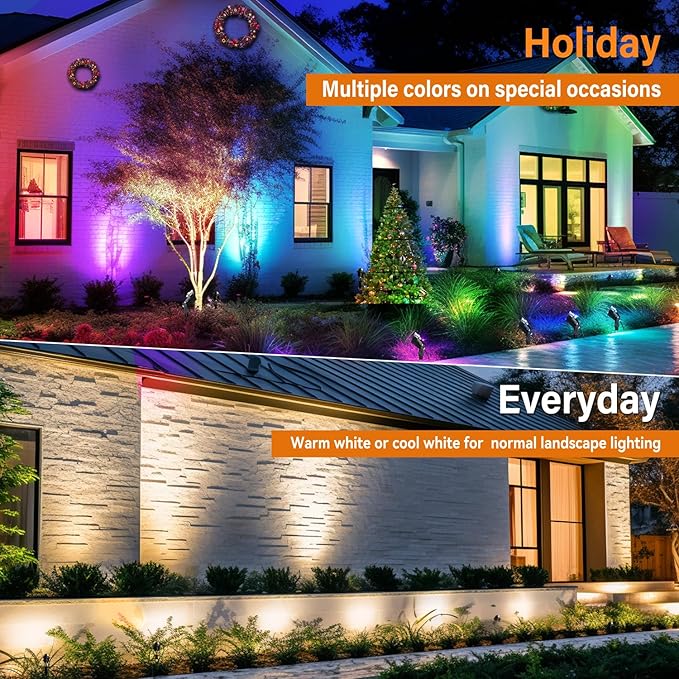 Halloween Christmas RGBW Landscape Light Outdoor, 10W Color Changing Low - Image 6