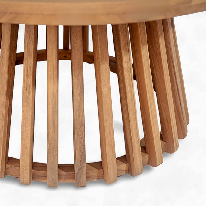 Christopher Knight Home Hakee Acacia Wood Patio Coffee Table, Round Coffee Table - Image 9