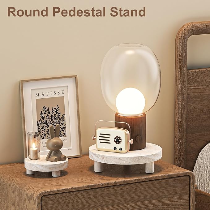 3 Pcs Wood Plant Stand Indoor Outdoor, Round Wood Riser - Image 5