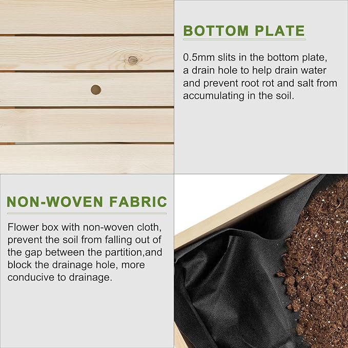 BIRASIL Outdoor Raised Garden Bed, Wood Planter Box - Image 6