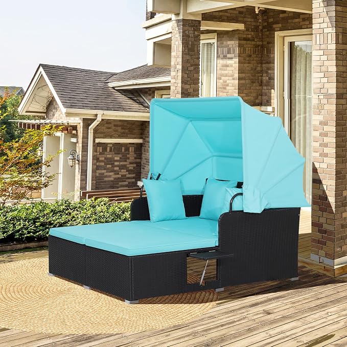 ORALNER Outdoor Daybed, 2-Person Wicker Patio Sofa - Image 9