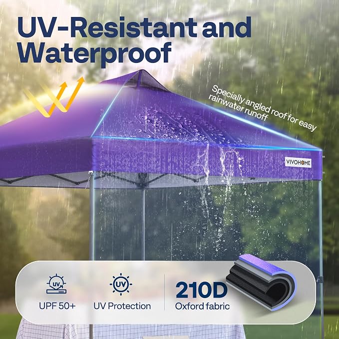VIVOHOME 10x10ft Pop Up Canopy Tent One Push Setup Outdoor Portable Shelter - Image 2