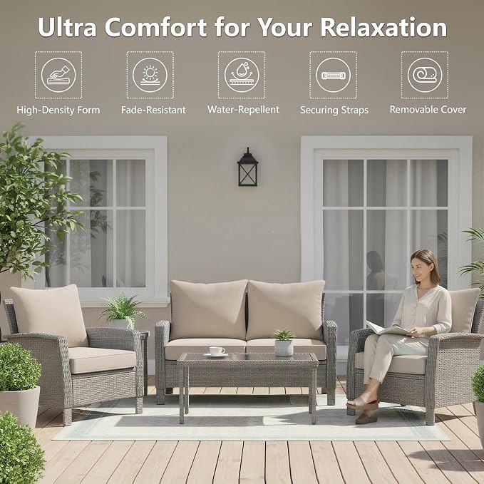 24x24 Inch Outdoor Chair Cushions Set of 4, Patio Furniture Cushions - Image 2