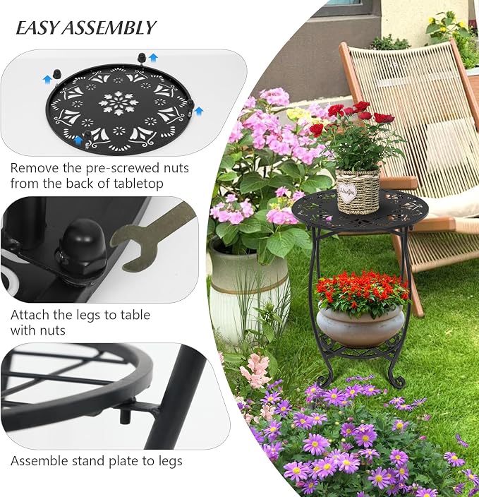 Metal Side table, 18inch Round Side End Table, Outdoor Side Table Patio Bistro - Image 7
