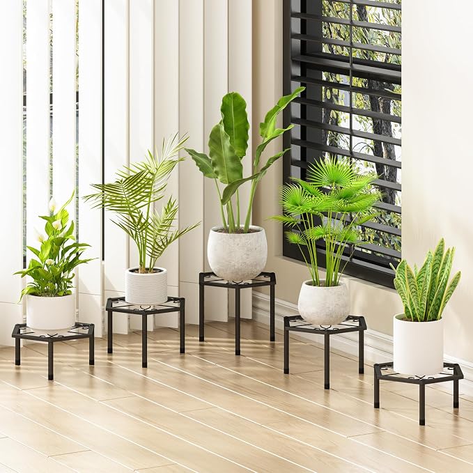 5-Pack Metal Plant Stands, Anti-Rust Iron Flower Pot Stand Plant Pot Shelf - Image 7
