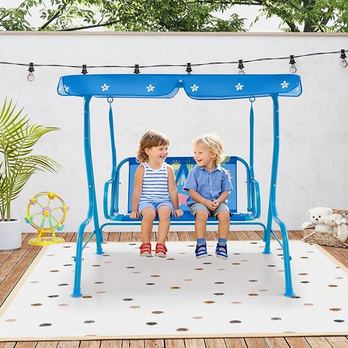 Costzon Kids Porch Swing, All-Weather Patio Swing Bench Hammock w/Adjustable - Image 8