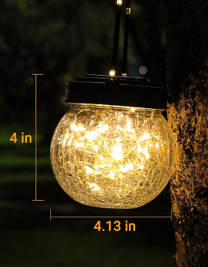 PARTPHONER Solar Lantern Solar Lights Outdoor Waterproof 2-Pack, Solar Powered - Image 4