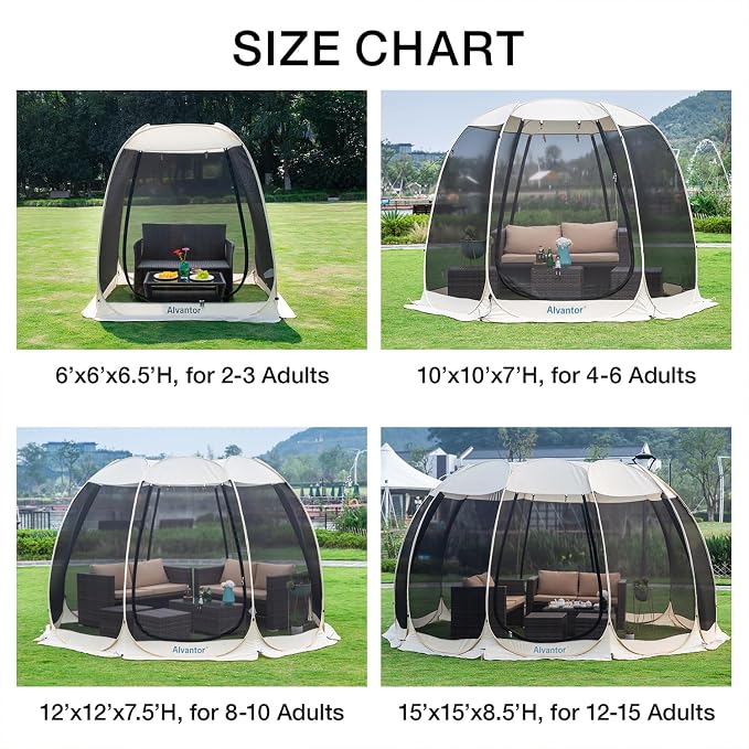 Alvantor® Screen House Gazebo, Pop Up Igloo Screened Canopy Tent - Image 9