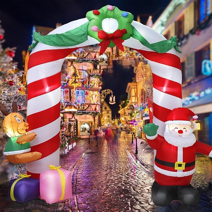 8 FT Christmas Inflatables Archway Outdoor Decorations, Inflatable Santa & - Image 7