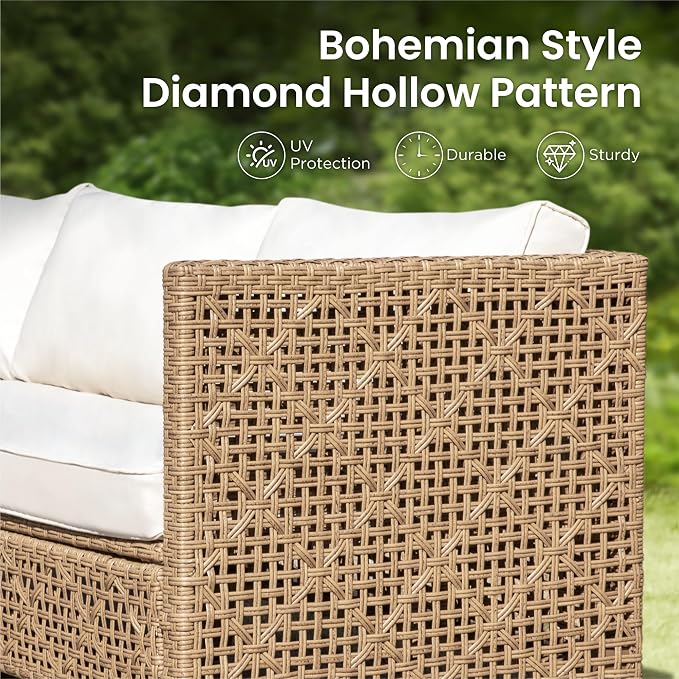 PHI VILLA Wicker Patio Furniture Set, Outdoor Sectional Couch - Image 3