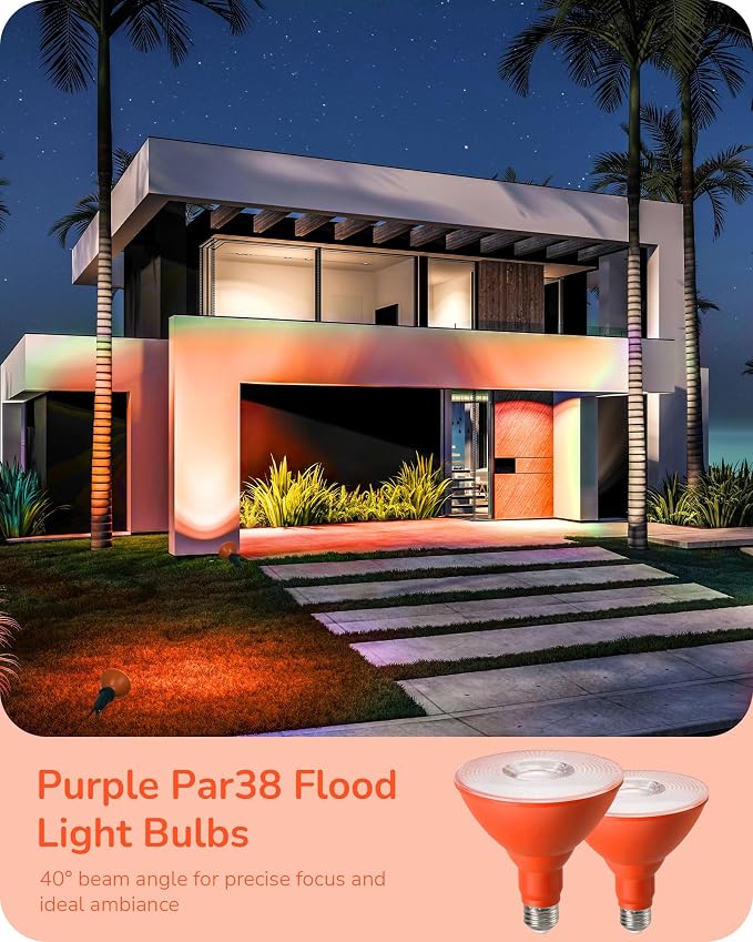 EDISHINE PAR38 Orange LED Flood Light Bulbs Outdoor, Dimmable LED Light Bulb - Image 7