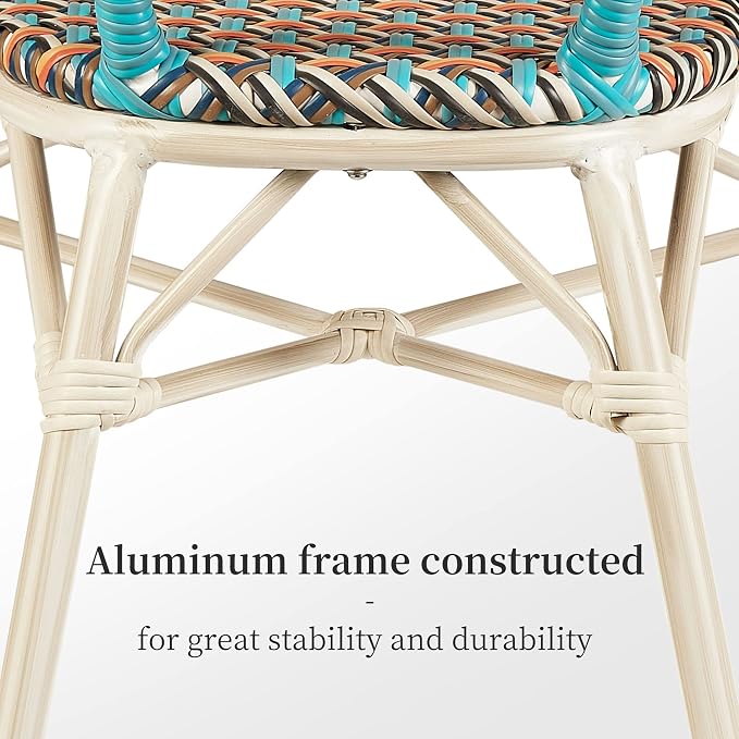 PURPLE LEAF Outdoor Dining Chair Set of 4 Hand-Woven Aluminum Wicker Rattan - Image 4