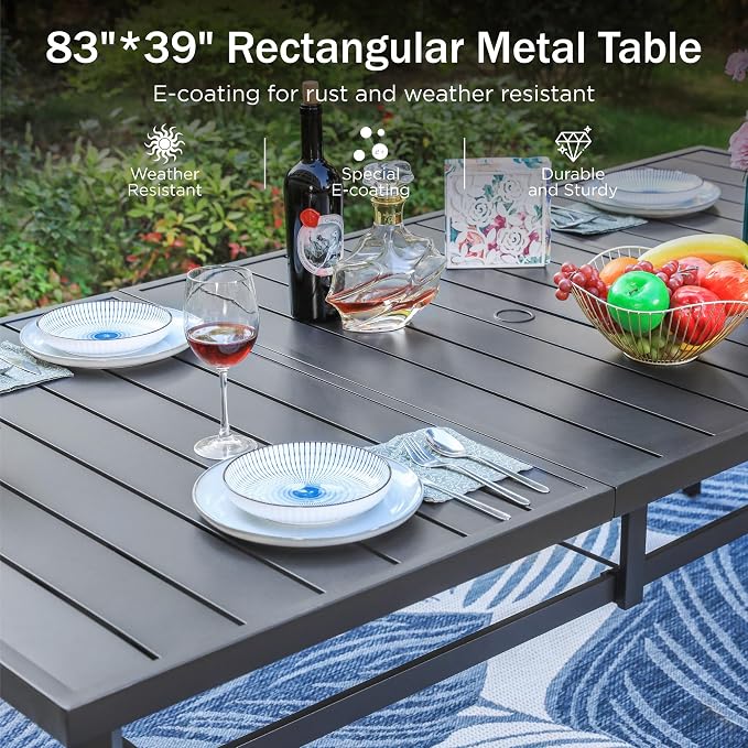 PHI VILLA 9PCS Outdoor Table and Chairs Set, Outdoor Furniture, Stackable - Image 6
