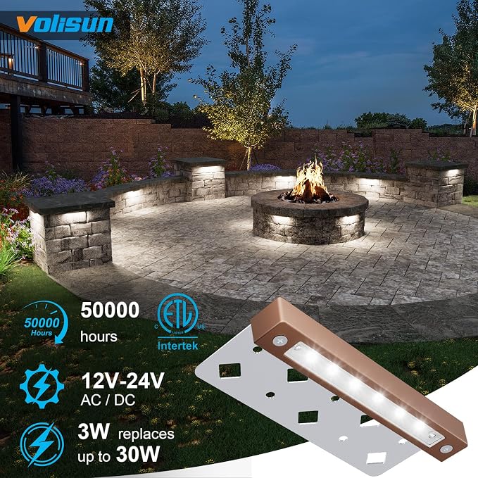 VOLISUN 16 Pack 7 Inch Retaining Wall Lights, Waterproof LED Hardscape Lighting - Image 3