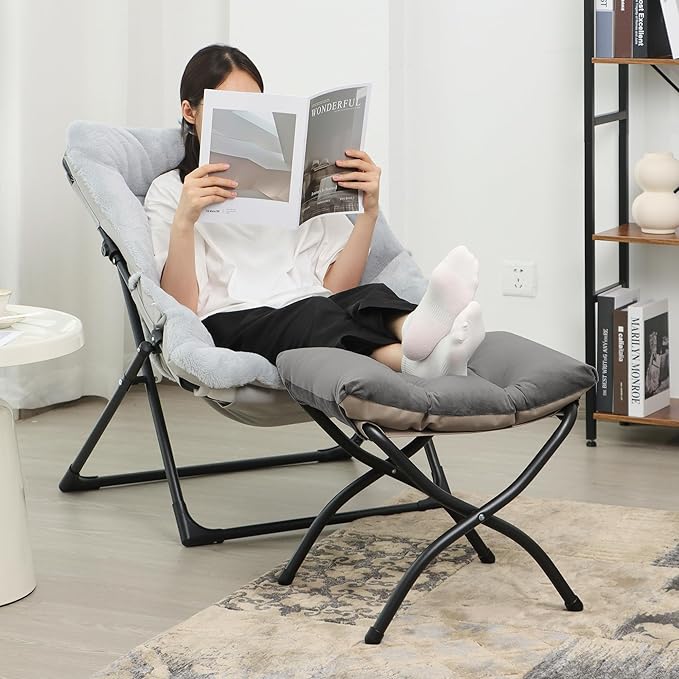 15" Folding Ottoman, Foldable Footrest Stool, Portable Small Foot Stool - Image 2