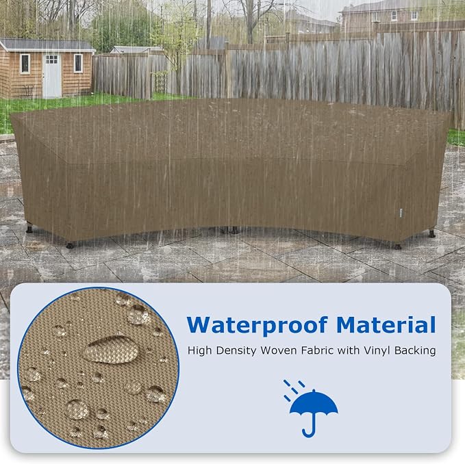 SunPatio Outdoor Curved Sectional Sofa Cover, Heavy Duty Waterproof Patio Couch - Image 4