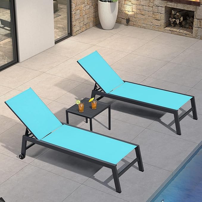 PURPLE LEAF Patio Chaise Lounge Set 4 Pieces Aluminum Outdoor Lounge Chairs by PURPLELEAF