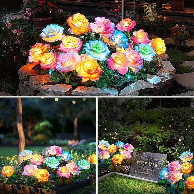 8 Pack Solar Flowers Lights Outdoor Waterproof - Image 6