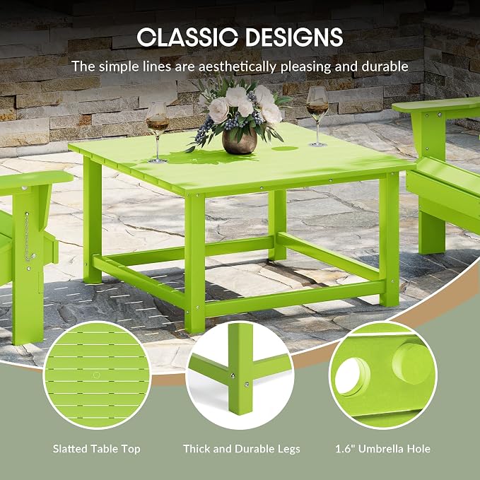 WestinTrends Malibu Low Outdoor HDPE Square Patio Coffee Table - Image 8