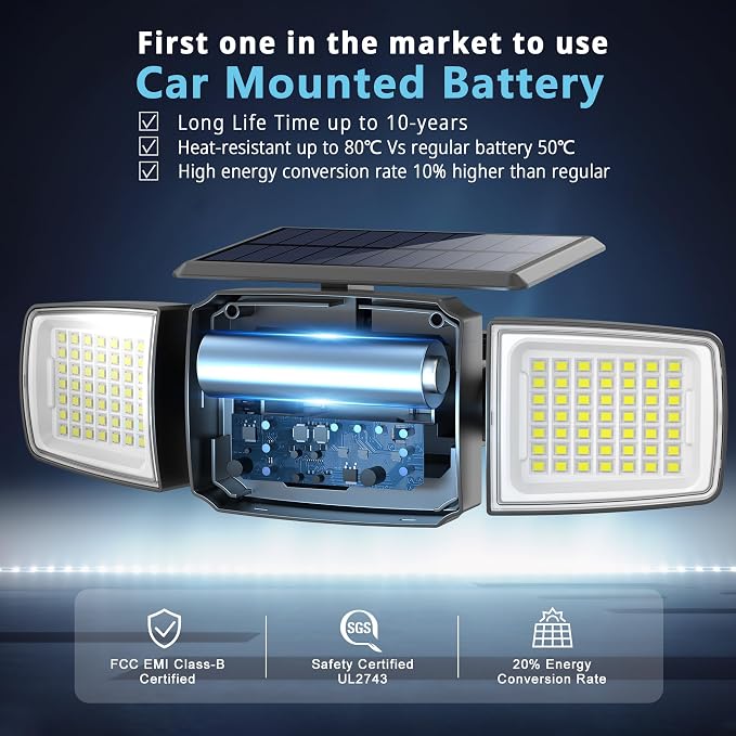 Solar Security Light Outdoor Super Bright LED, Motion Sensor Flood Light - Image 8