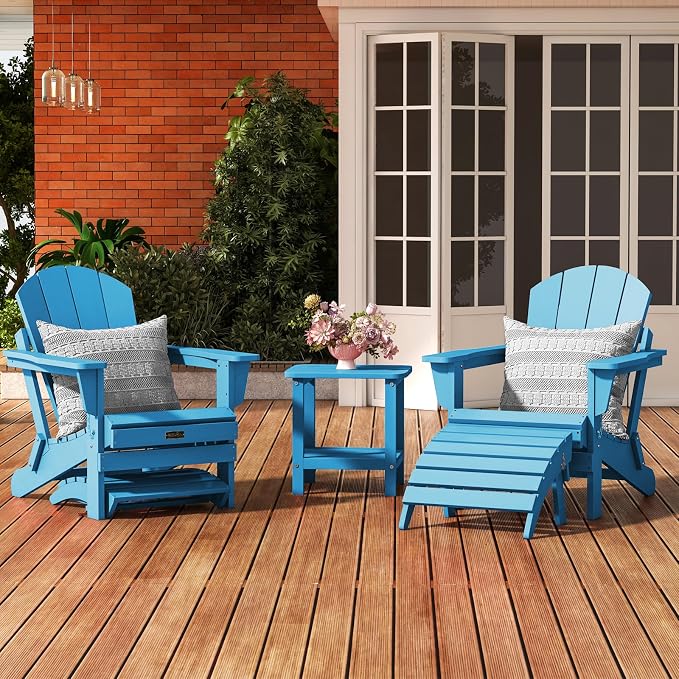 SERWALL Folding Adirondack Ottoman Set of 2, Adirondack Footrest Without - Image 2