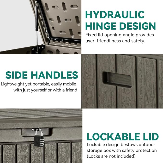 YITAHOME 90 Gallon Double-Wall Deck Box - Image 4