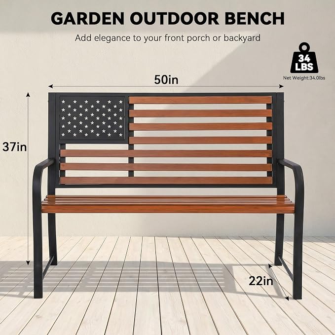 50" Garden Bench Outdoor Bench - Image 3