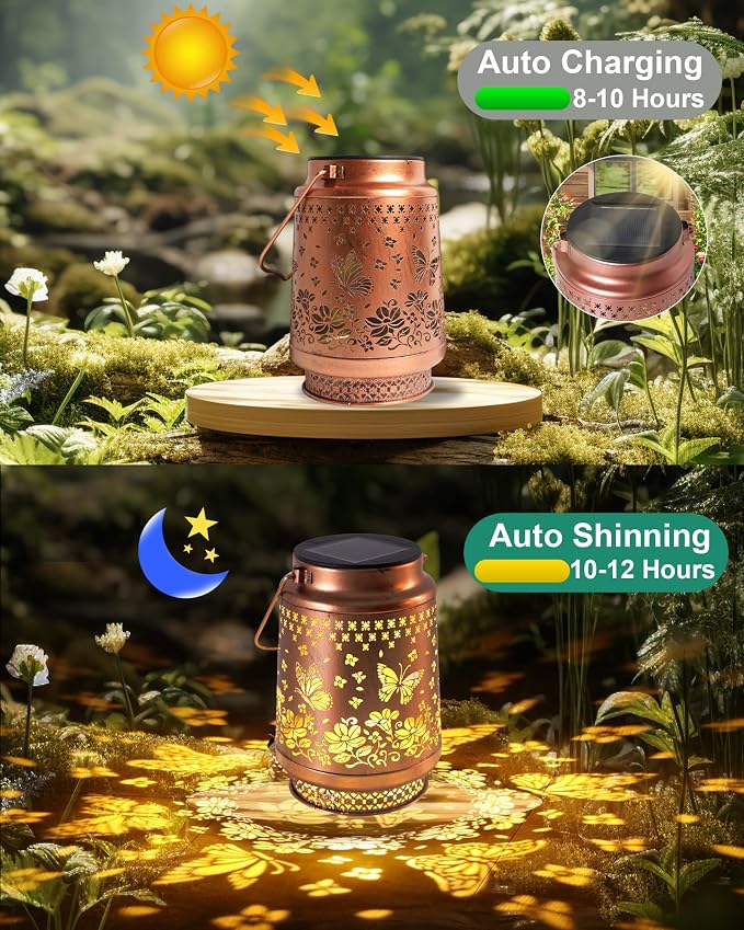 2 Pack Butterfly Solar Lanterns Outdoor Waterproof, Garden Decor Birthday Gifts - Image 6