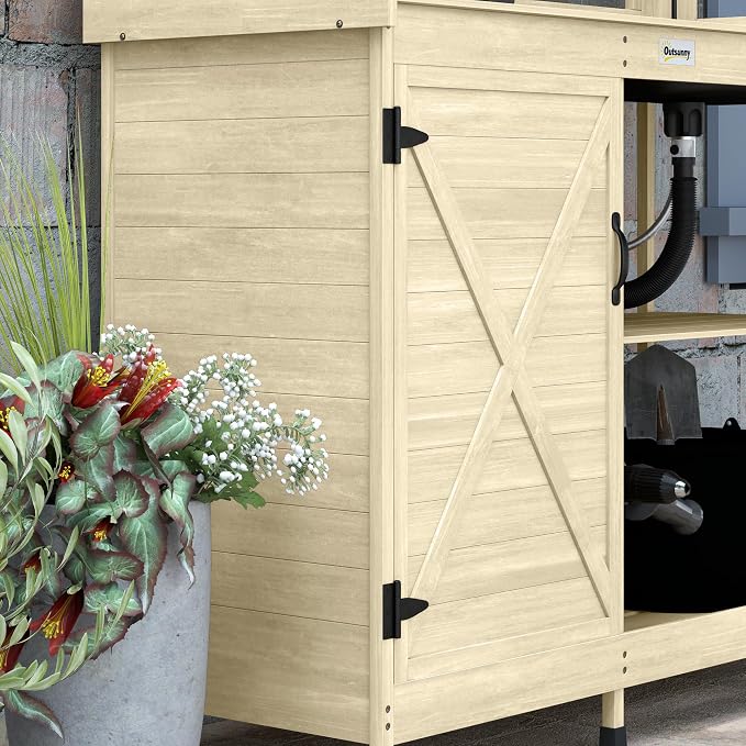 Outsunny Outdoor Wooden Potting Bench Table - Image 9