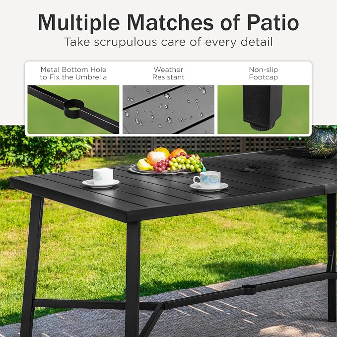 PHI VILLA 7 Piece High Patio Bar Dining Set, Bar Height Outdoor Table and - Image 7