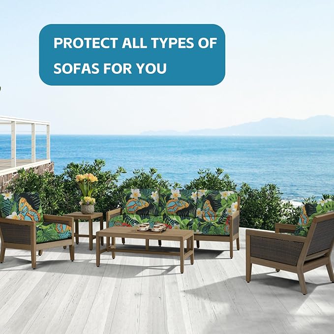 14Pcs Outdoor Cushion Covers, Patio Cushion Covers, Stretch Elastic Slipcovers - Image 4