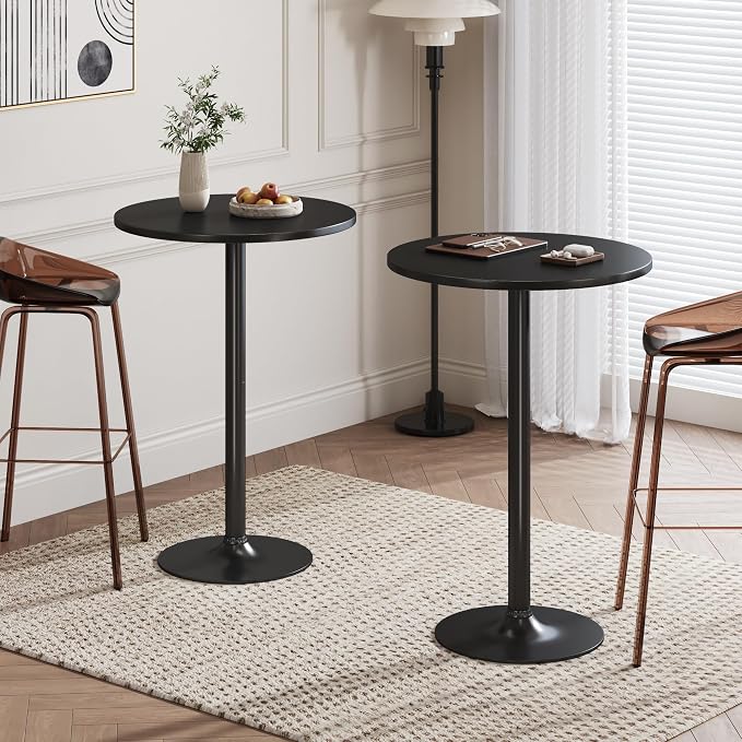 Flamaker Round Bistro Pub Table Modern Style Metal Base MDF Top Cocktail Bar - Image 8