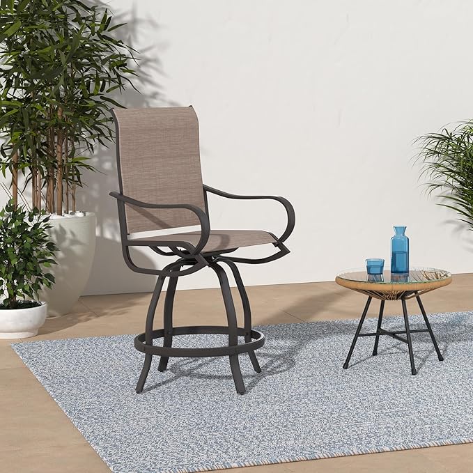 PHI Villa Outdoor Swivel Bar Stools Set of 2, Counter Height Patio Chairs - Image 2