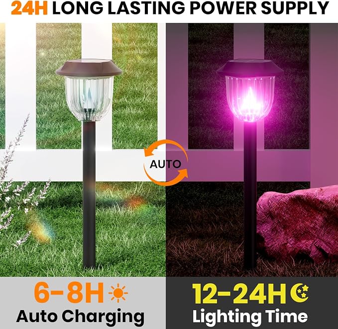 AOSEA Christmas Solar Pathway Lights Outdoor Waterproof, Solar Powered Garden - Image 6