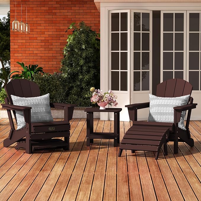SERWALL Folding Adirondack Chair Footrest, Adirondack Ottomans Without Assembly - Image 3