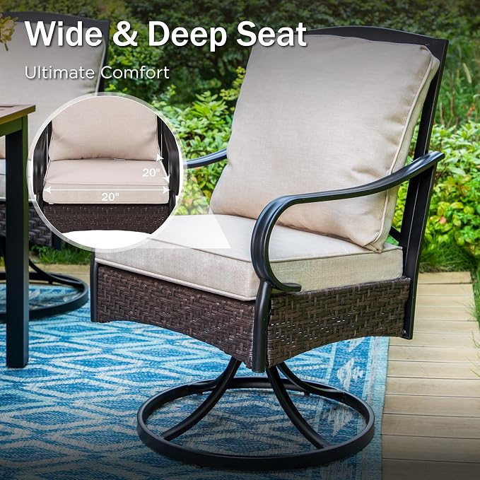 PHI VILLA 6-Piece Outdoor Dining Sets, All-Weather Patio Table and Chairs Set - Image 6