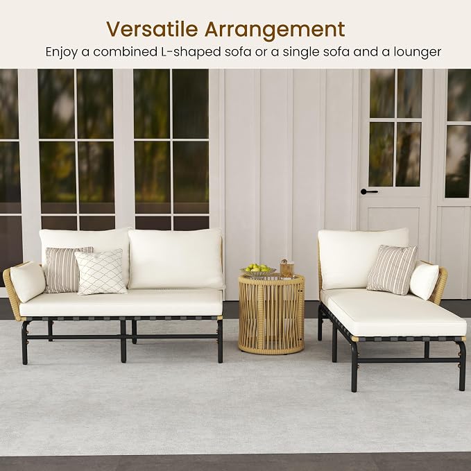 Yaheetech 3 Pieces L-Shaped Conversation Sofa Set, Outdoor Patio Furniture Set - Image 7