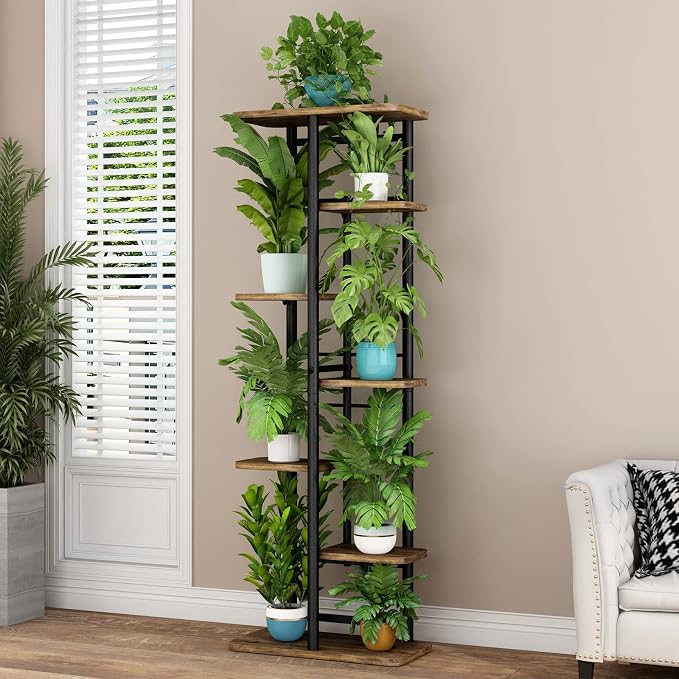 LINZINAR Plant Stand 7 Tier 8 Potted Multiple Flower Pot Holder Shelf Indoor - Image 2