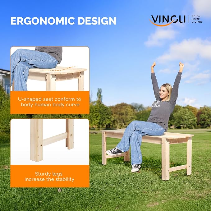 VINGLI Outdoor Wood Bench - Image 5