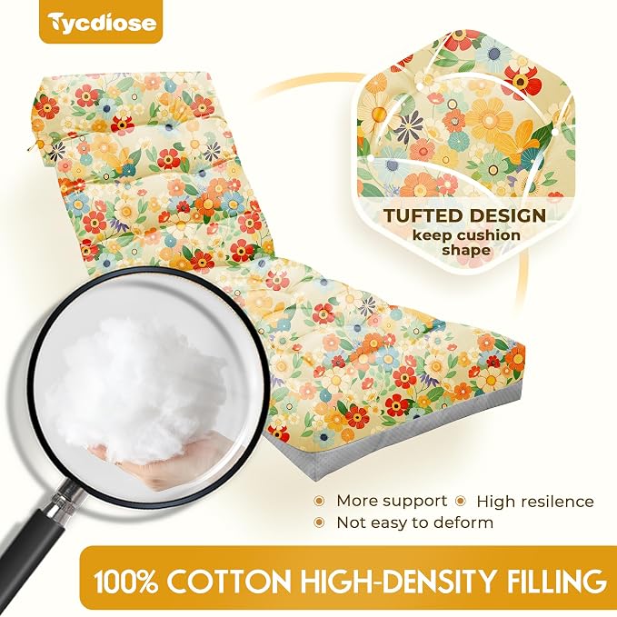 Outdoor Chaise Lounge Chair Cushion, Thickened Non-Slip Patio Lounge Chair - Image 4