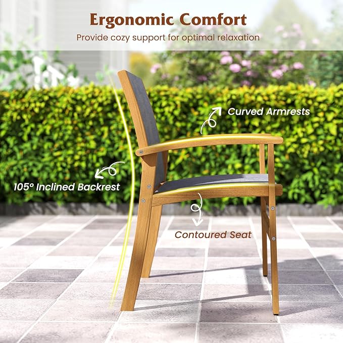 Tangkula 9 Pieces Acacia Wood Patio Dining Set - Image 7