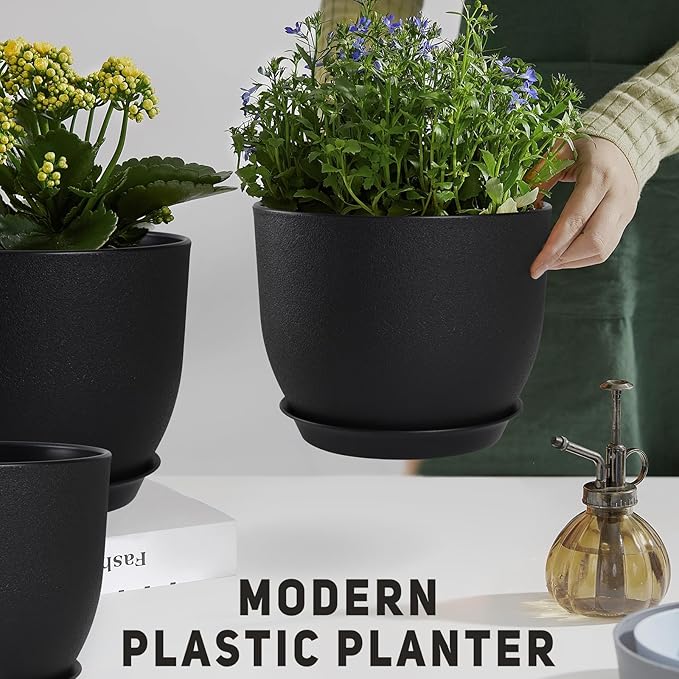 Plant Pots 10/9/8/7.5/7 inch Set of 5, Flower Pots - Image 6